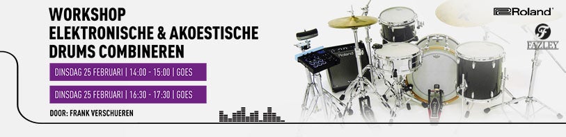 Workshop Elektronische en Akoestische Drums combineren bij Bax Music